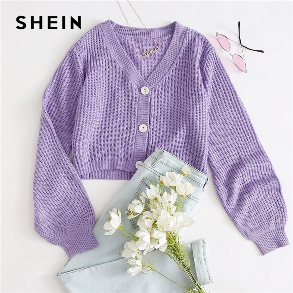SHEIN Lilac Purple Bishop Sleeve Up Cardigan Women Autumn Button Front V Neck Solid Coat Casual Outerwear Crop Cardigans, Sky blue
SHEIN Lilac Purple Bishop Sleeve Up Cardigan Women Autumn Button Front V Neck Solid Coat Casual Outerwear Crop Cardigans, Sky blue