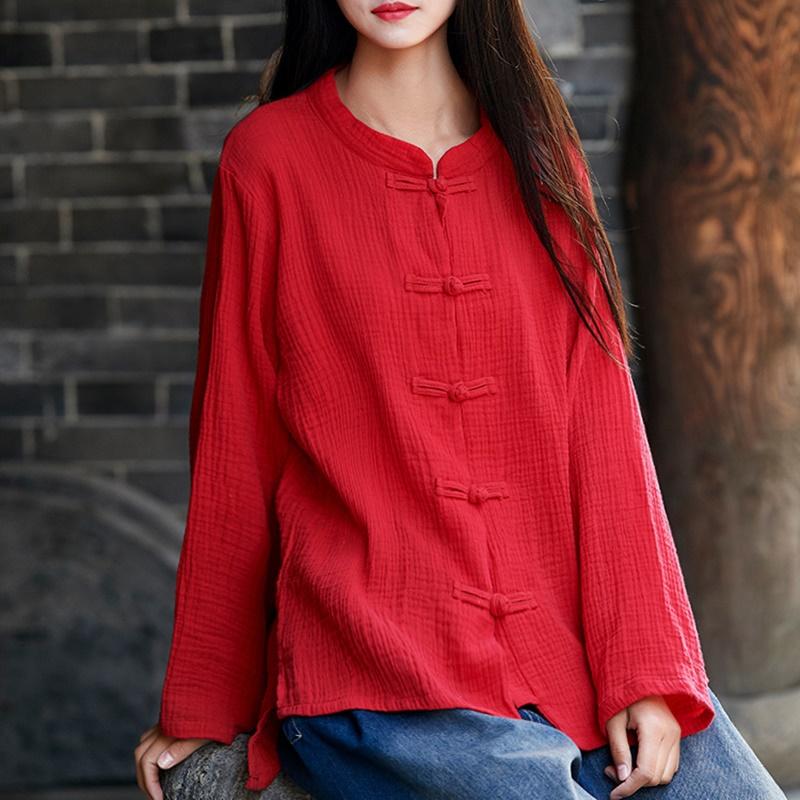 Ladies Chinese Tops Woman Blouses 2020 Autumn T-Shirt Stand Collar Cotton Linen Loose Oriental Female Tunic Chinese Shirt 4811
Ladies Chinese Tops Woman Blouses 2020 Autumn T-Shirt Stand Collar Cotton Linen Loose Oriental Female Tunic Chinese Shirt 4811