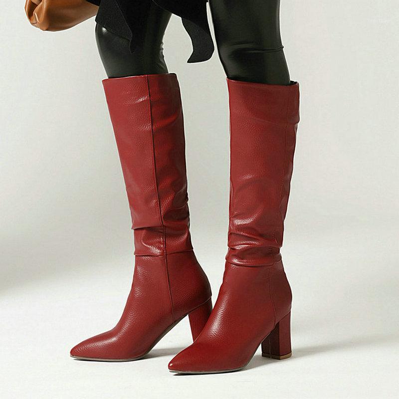 Plus Size 34-43 Women Knee High Boots Thick High Heel Women Pointed Toe Boots Pleated Slip on Female Winter White Red1, Black
Plus Size 34-43 Women Knee High Boots Thick High Heel Women Pointed Toe Boots Pleated Slip on Female Winter White Red1, Black