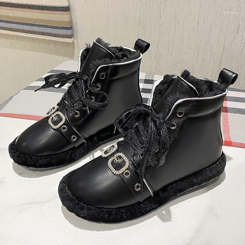 2020 new women's shoes winter non-slip plus fleece boots PU flat bottom lace casual snow boots1, Black
2020 new women's shoes winter non-slip plus fleece boots PU flat bottom lace casual snow boots1, Black