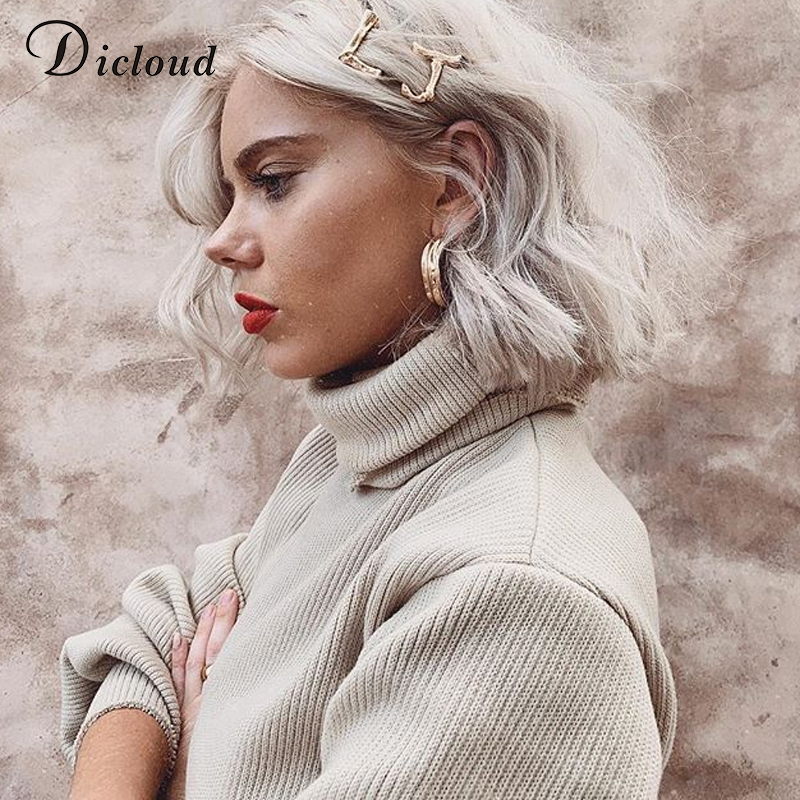DICLOUD Turtleneck Women Cropped Sweater Winter Oversize Long Sleeve Warm Knitted Pullovers Fashion Streetwear 201221