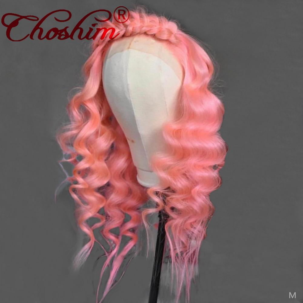 Long Wavy Style Pink Wig Side Part Synthetic Lace Front Wig High Temperature Fiber deep wave Lace Wigs for Women Cosplay
