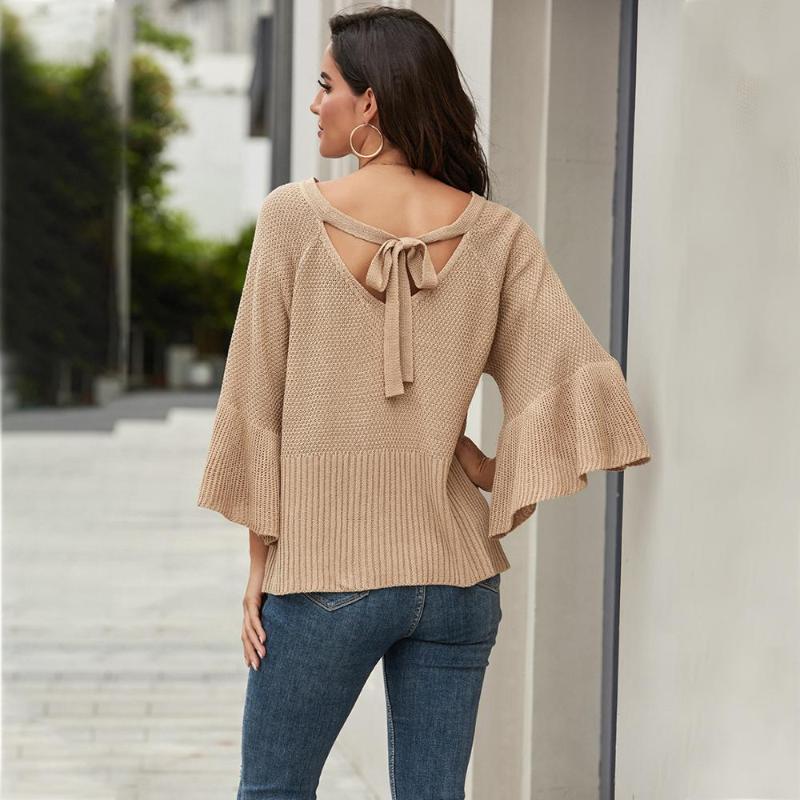 Women Casual Loose Autumn Sweaters Long Flare Sleeve Tops Female Leisure Wear Knitwear Women Sexy Backless Pullover Sweaters
Women Casual Loose Autumn Sweaters Long Flare Sleeve Tops Female Leisure Wear Knitwear Women Sexy Backless Pullover Sweaters