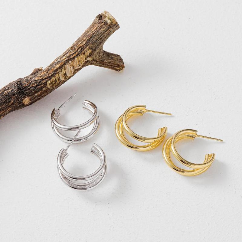 JDYH384 Geometric multi-layer Silver Hoop Earrings 18K Genuine gold plated sterling silver C shape Earrings Fashion Fine Jewelry
JDYH384 Geometric multi-layer Silver Hoop Earrings 18K Genuine gold plated sterling silver C shape Earrings Fashion Fine Jewelry