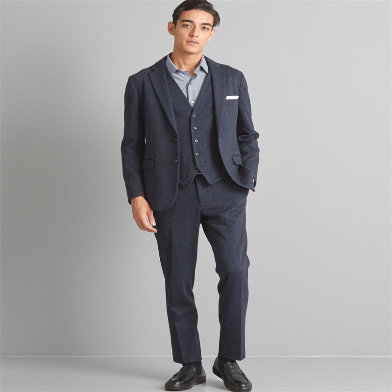 Winter Handsome Men Suits Thick Notch Lapel High Quality Regular 3 Piece Two Button Blend Vintage Tailored Fit