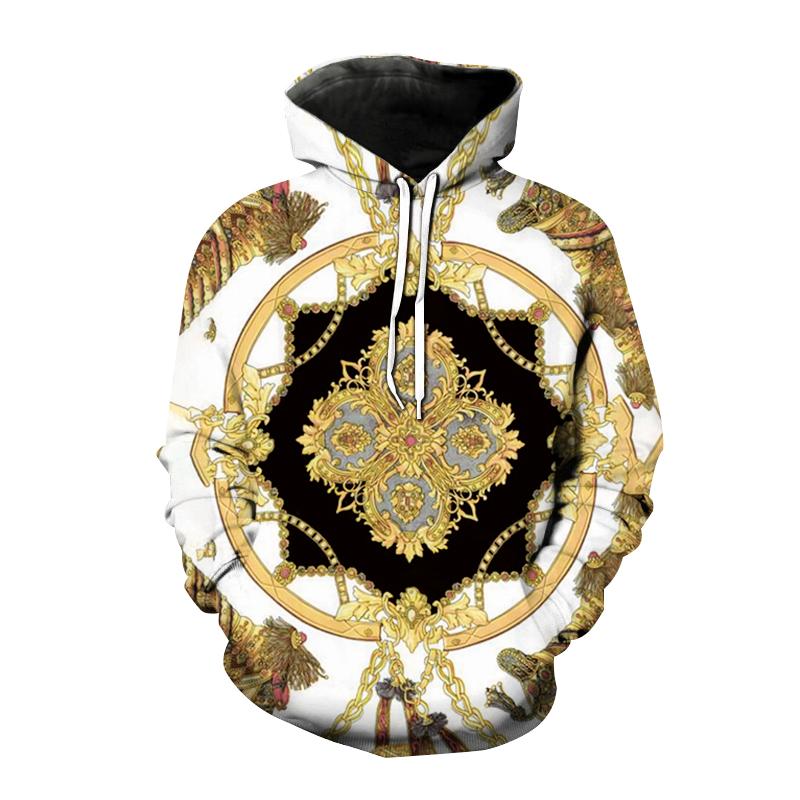 Autumn Winter Fashion Hoodies Style 3D Printed Sweatshirt Men Women Golden Oversized Hoodie Hip Hop Pullover Unisex Coat