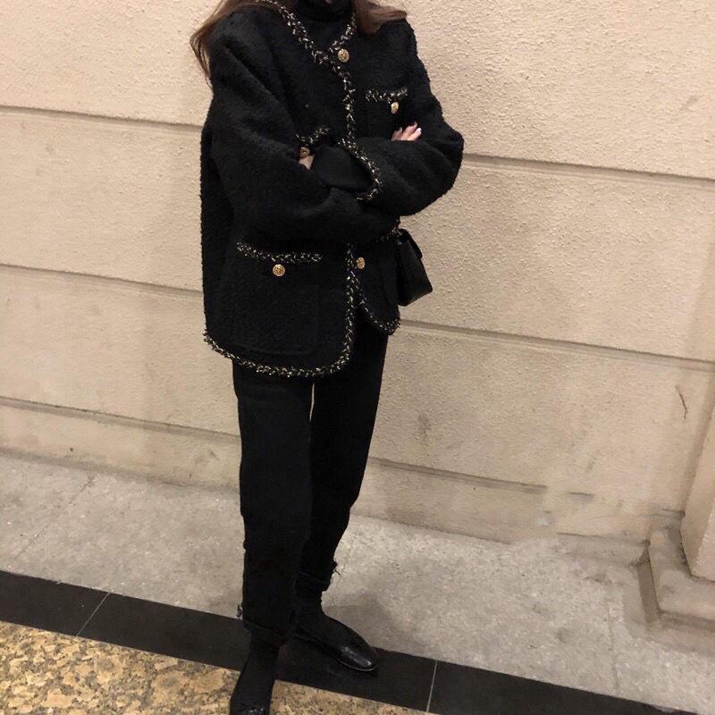 Fashion-Women' Jackets Casual Female Black Tweed Jacket Coat Women Outerwear Coats Channel Style Suit Cropped Stripeed Kawaii Round Neck
Fashion-Women' Jackets Casual Female Black Tweed Jacket Coat Women Outerwear Coats Channel Style Suit Cropped Stripeed Kawaii Round Neck
