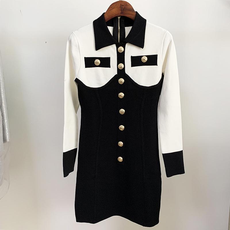Women Colorblock Sweater Dress Autumn Spring Single Breasted Stretch Bodycon Dress
Women Colorblock Sweater Dress Autumn Spring Single Breasted Stretch Bodycon Dress