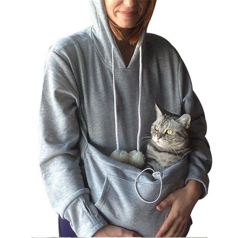 Sweatshirt Cat hoodie Pet Casual Unisex cat kangaroo pocket hoodie Sweatershirts Cat Casual Hoodie Sweater shirts Adult Version LJ201130