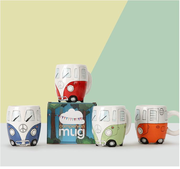 NEW Camper Van Mug cartoon Ceramic cups mugs gifts for kids porcelain cups for coffee Christmas gift lucky cup SN4834