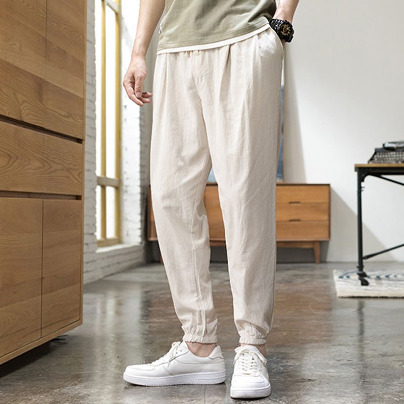 Summer Men Harem Pants Lightweight Cotton Ankle-Length Loose Mens Joggers Pants Casual Men Trousers 4XL 5XL 201128