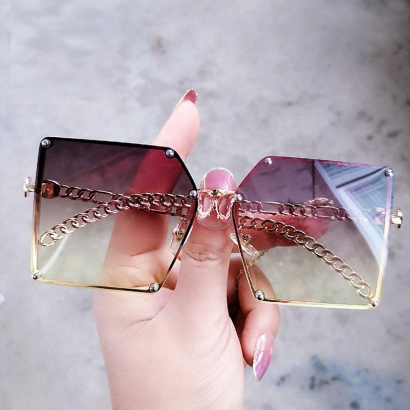 Sunglasses Rimless Women Chain Legs Gradient Shades For 90s Vintage Oversized Sun Glasses Punk Eyeglass UV400
Sunglasses Rimless Women Chain Legs Gradient Shades For 90s Vintage Oversized Sun Glasses Punk Eyeglass UV400
