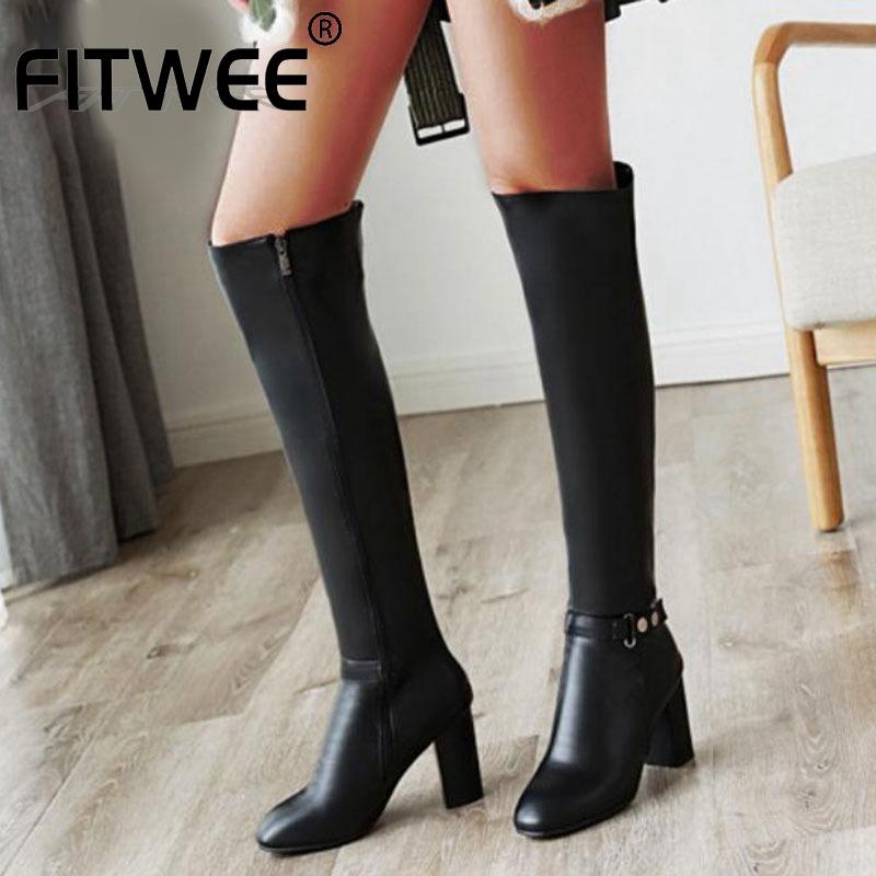 FITWEE Big Size 33-45 Women Thigh High Boots Metal Buckle Zipper Winter Warm Fur Shoes Women Office Ladies High Heels Boots, Black
FITWEE Big Size 33-45 Women Thigh High Boots Metal Buckle Zipper Winter Warm Fur Shoes Women Office Ladies High Heels Boots, Black