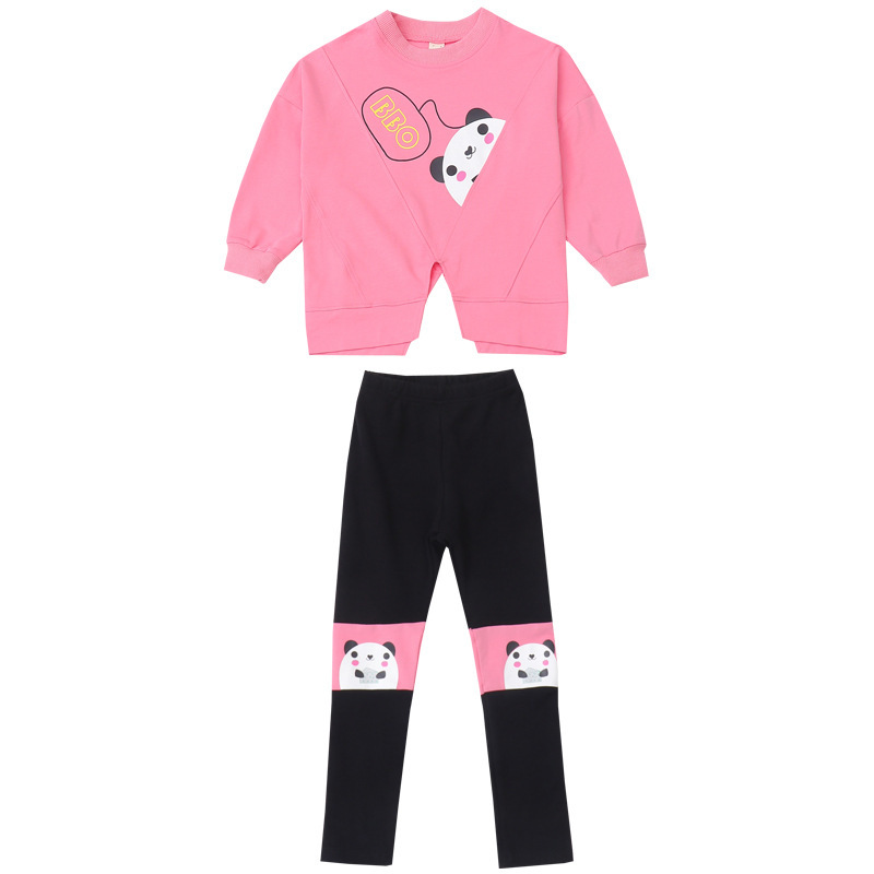 Brand Children's Clothing Suit Spring&Autumn Girls Suit Panda Alphabet Two-piece Baby Girl Sports Suit Girls Boutique OutfitsX1019