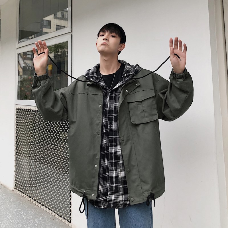 New spring and autumn 2020 fashion brand fake two piece hooded overalls men's fashion loose inside jacket, Black
New spring and autumn 2020 fashion brand fake two piece hooded overalls men's fashion loose inside jacket, Black