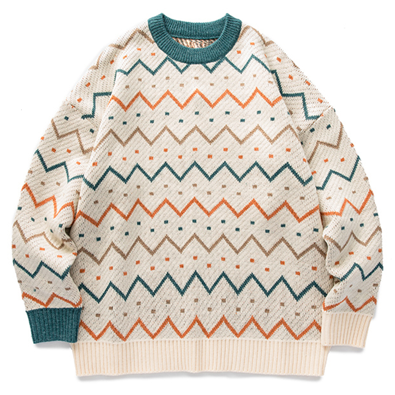 New Hip Hop Streetwear Knitted 2021 Vintage Wave Point Stripe Print Harajuku Sweater Oversize Loose Pullover Men Women Yjjm, Gray 
New Hip Hop Streetwear Knitted 2021 Vintage Wave Point Stripe Print Harajuku Sweater Oversize Loose Pullover Men Women Yjjm, Gray