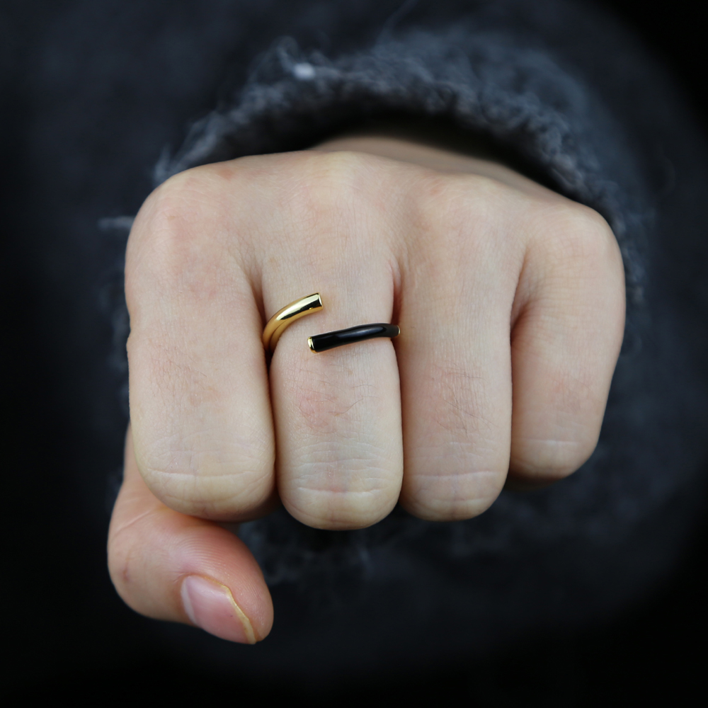 Colorful Fashion Women Jewelry Open Adjusted Size Gold Color Neon Enamel Black Women Hot Rings 2025