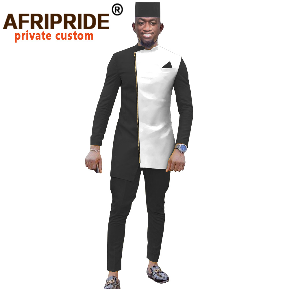 African Dashiki Top Pant Hat Set 3 Piece Outfit Men Clothes Streetwear African Suit Men Africa Clothing Formal Attire A039 201109