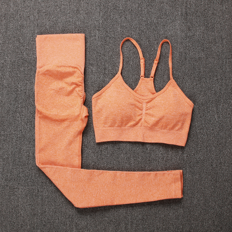 Solid Tracksuit Set Women High Stretchy Seamless Two Piece Sets Women Gym Sports Bra and Leggings outfits for women 201104