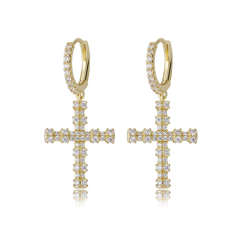 Cross Earrings for Men Women Luxury Bling Zircon Earrings Fashion 18K Gold Rhodium Plated Hip Hop Drop Earrings, Silver
Cross Earrings for Men Women Luxury Bling Zircon Earrings Fashion 18K Gold Rhodium Plated Hip Hop Drop Earrings, Silver