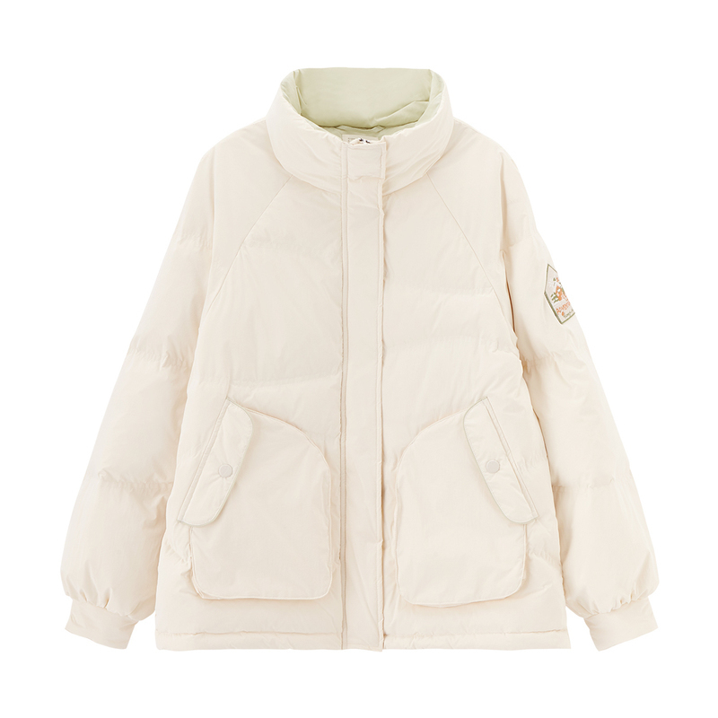 INMAN Winter New Arrival Short Fluffy Women's Down Jacket White Duck Ddown Embroidered Big Pocket Bread Jacket 201019