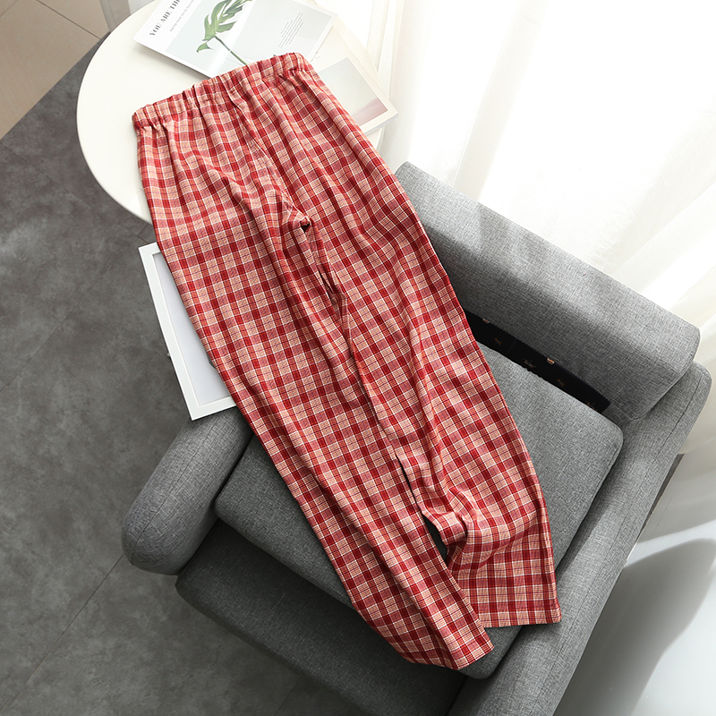 Soft girls elegant plaid straight pants 2020 fashion ladies vintage high waist trousers streetwear girls chic pant women stylish LJ201030