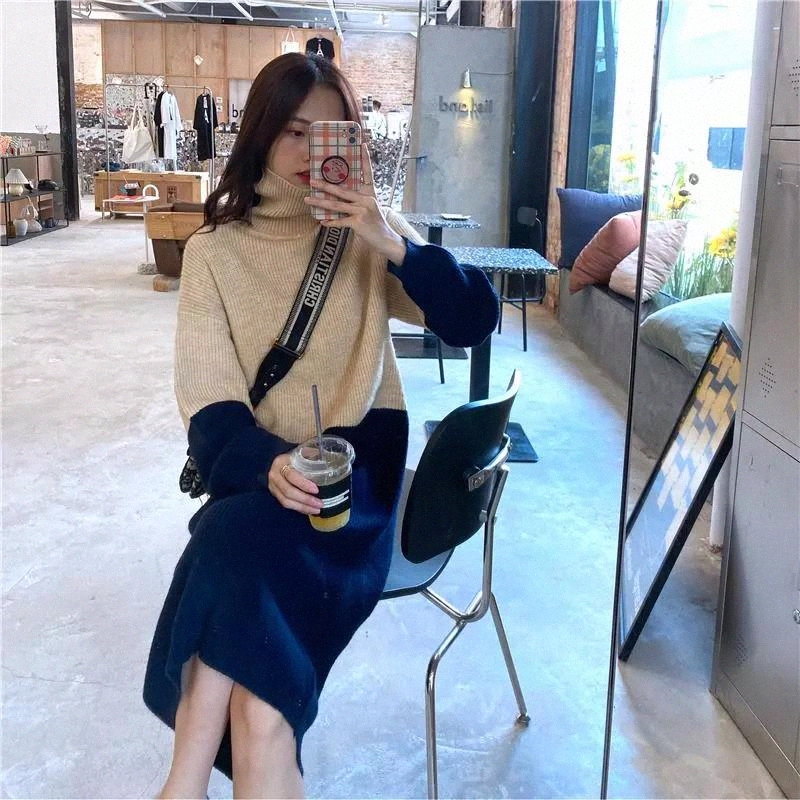 JXMYY 2020mid-length knee-length knitted high-necked dress with overcoat and loose and thick color-block sweater skirt for women #YY9e, Black;gray
JXMYY 2020mid-length knee-length knitted high-necked dress with overcoat and loose and thick color-block sweater skirt for women #YY9e, Black;gray
