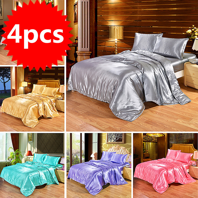 4pcs Luxury Silk Bedding Set Satin King Size Bed Set Comforter Quilt Duvet Cover Linens with Pillowcases and Bed Sheet LJ201223, Purple
4pcs Luxury Silk Bedding Set Satin King Size Bed Set Comforter Quilt Duvet Cover Linens with Pillowcases and Bed Sheet LJ201223, Purple