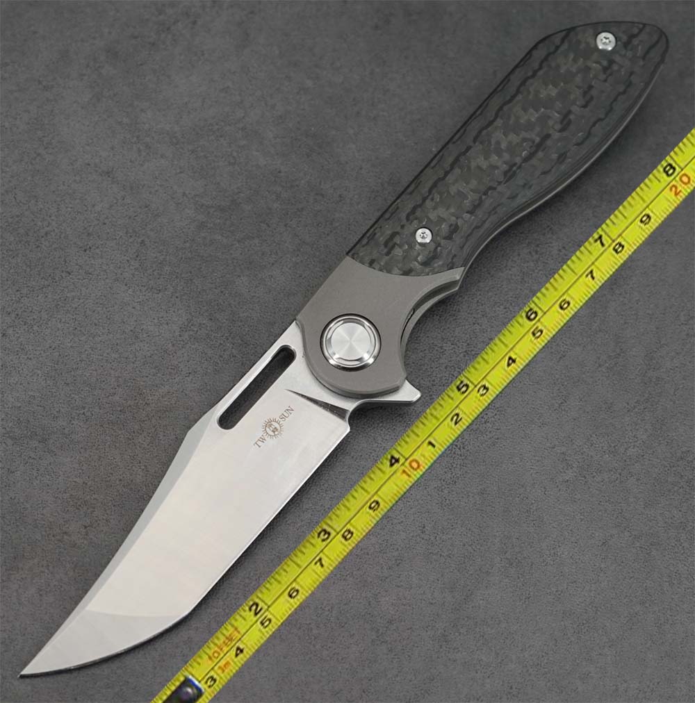 TwoSun Camping 14C28N Carbon Fiber Titanium Flipper Pocket Folding Knife TS219
TwoSun Camping 14C28N Carbon Fiber Titanium Flipper Pocket Folding Knife TS219