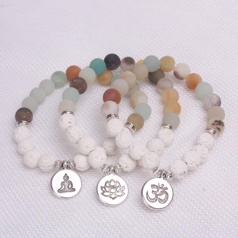 1pcs White Lava Stones And Matte Frosted Amazonite Beads With Lotus OM Buddha Charm Yoga Bracelet
1pcs White Lava Stones And Matte Frosted Amazonite Beads With Lotus OM Buddha Charm Yoga Bracelet