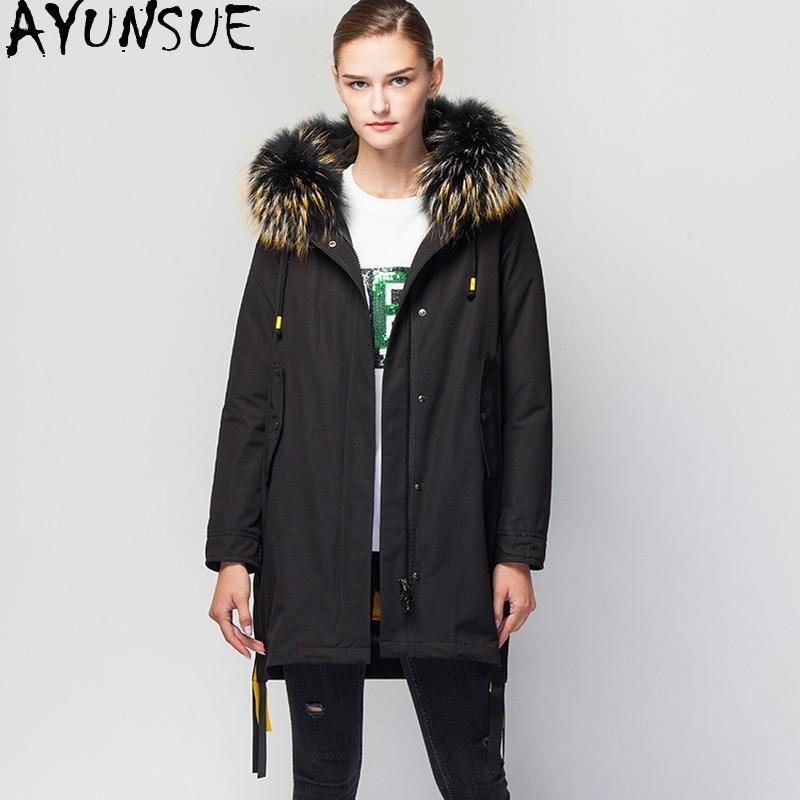 AYUNSUE Coat Female 2020 90%white Duck Down Jackets Woman Natural Raccoon Fur Collar Hooded Parkas Women's Long Coats Ropa TN229, Black
AYUNSUE Coat Female 2020 90%white Duck Down Jackets Woman Natural Raccoon Fur Collar Hooded Parkas Women's Long Coats Ropa TN229, Black