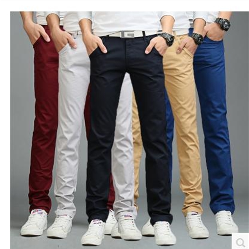 summer high quality pure cotton men's casual youth thin straight cultivate one's morality pants 7 Color 201128