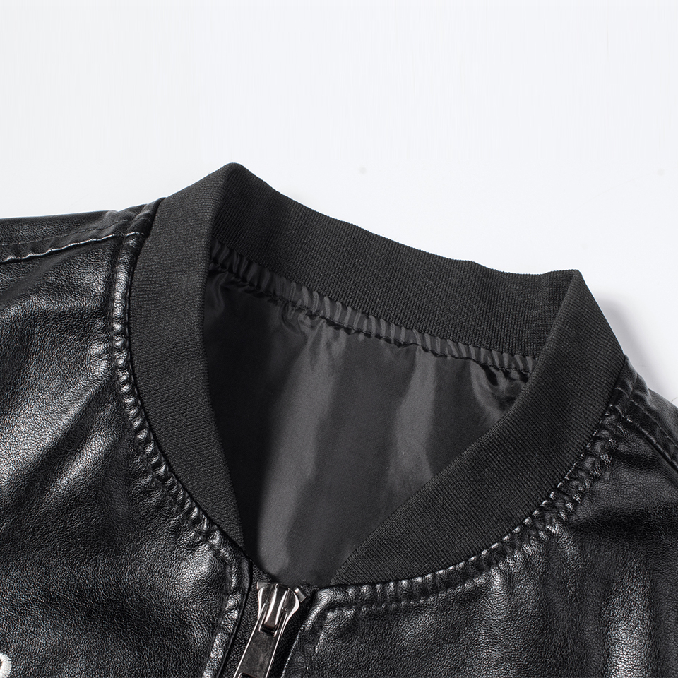 Men Autumn New Casual Motorcycle Vintage Leather Jackets Coat Men Fashion Biker US Army Bomber Embroidery PU Leather Jacket Men 201119