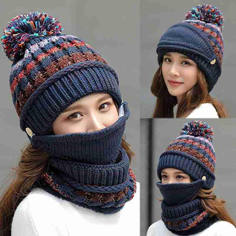 Women's Knitted Pattern Hat And Bib Three-piece Knitted Scarf Hat Cute Pompon Ears Warm Beanie Neck Warm Scarf
Women's Knitted Pattern Hat And Bib Three-piece Knitted Scarf Hat Cute Pompon Ears Warm Beanie Neck Warm Scarf