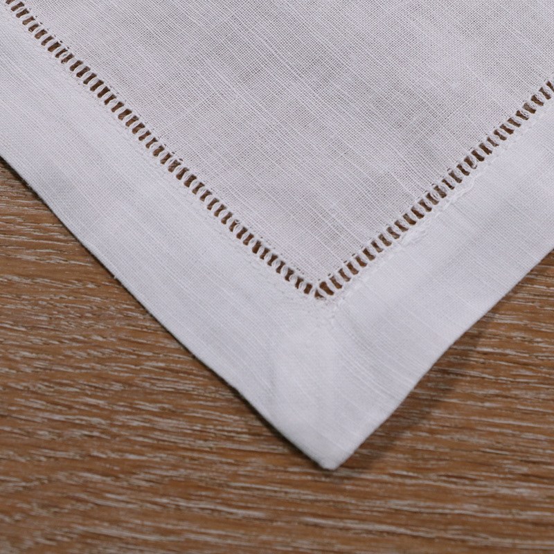 N002-6: 12 pieces White Linen/Cotton Hemstitched Cocktail Napkins- 6" X 6"- Ladder Hem Stitch Cloth Napkin Coasters Y200328