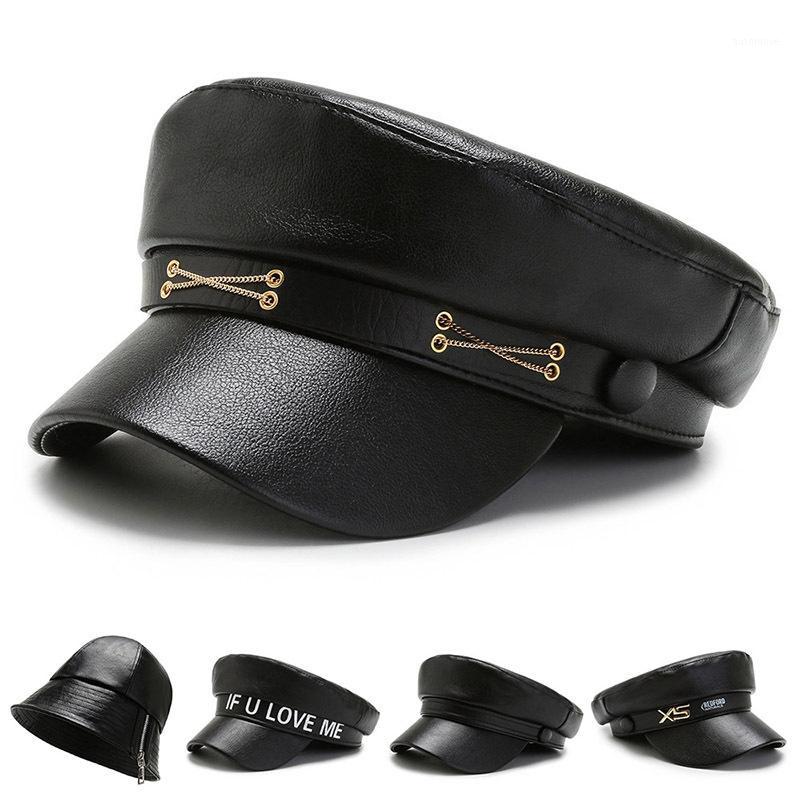 JIN-Swhbias Leather Sailor Caps for Women with Chain Letters Bucket with Zipper Solid Octagonal Caps Berets Hats Newsboy Hat1, Sailor cap-leather b
JIN-Swhbias Leather Sailor Caps for Women with Chain Letters Bucket with Zipper Solid Octagonal Caps Berets Hats Newsboy Hat1, Sailor cap-leather b