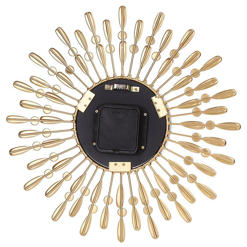 15 inch 3D Large Wall Clock Shiny Rhinestone Sun Style Modern Living Room Decor (Gold)