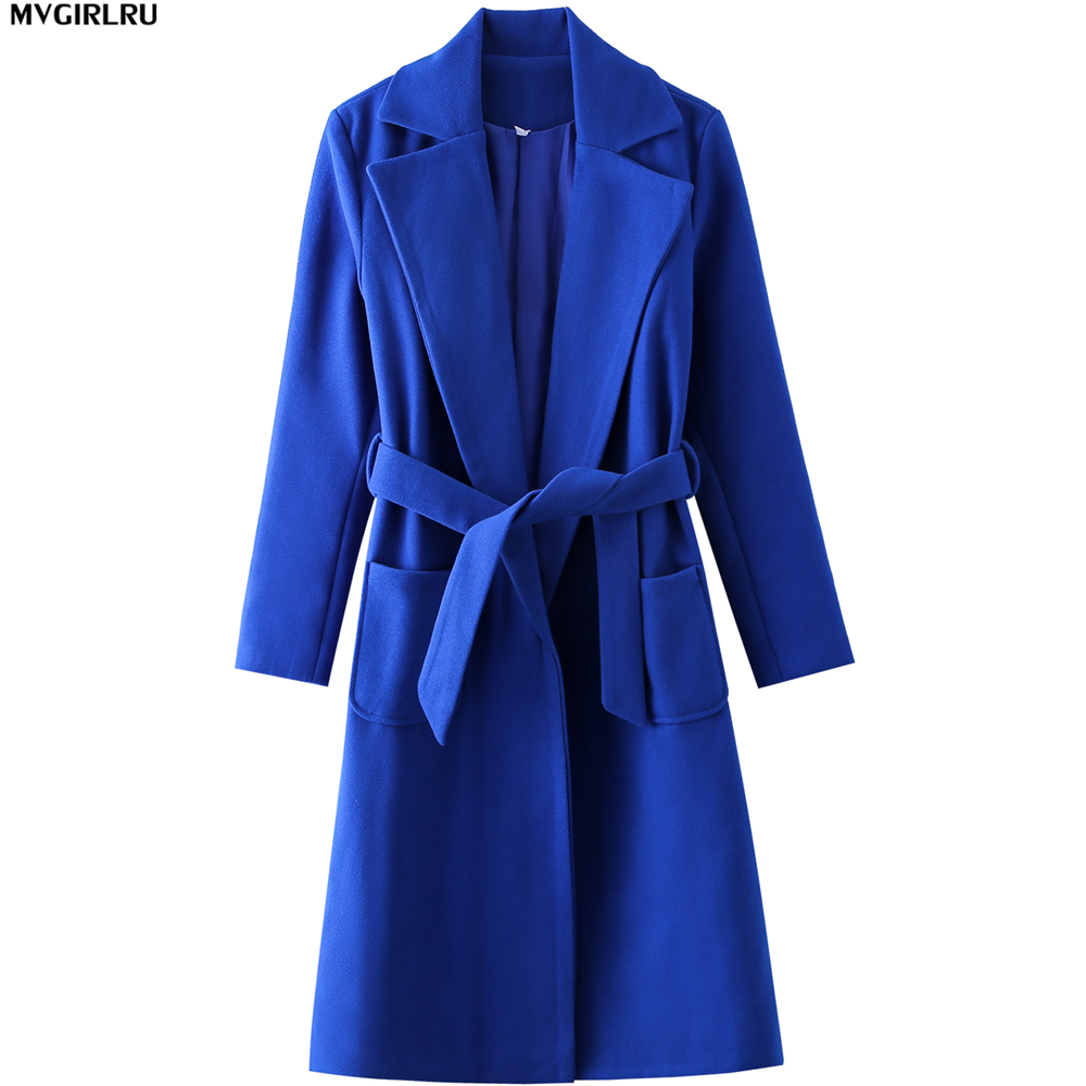 MVGIRLRU Women's coats wool&blends women's parkas pockets belted Jackets Brown Coffee black pink Outerwear 201112