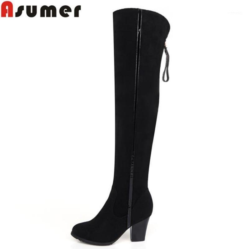 Asumer new arrive high quality genuine leather boots thick high heels over the knee women motorcycle boots winter shoes1, Black
Asumer new arrive high quality genuine leather boots thick high heels over the knee women motorcycle boots winter shoes1, Black