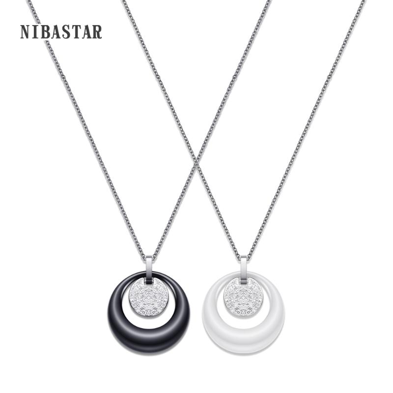 New Fashion Double Layers Circle Ceramic Pendant Necklace With Cubic Zirconia Black and White Ceramic Necklace for Wedding 
New Fashion Double Layers Circle Ceramic Pendant Necklace With Cubic Zirconia Black and White Ceramic Necklace for Wedding