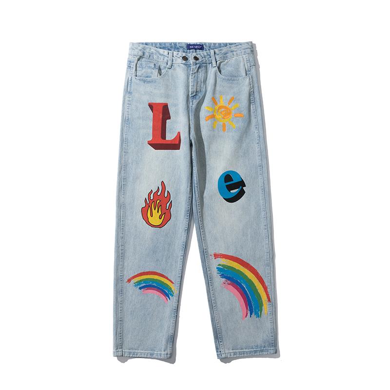 High Street Graffiti Oversize Jeans for Men and Women Harajuku Washed Retro Casual Denim Pants Straight Loose Jean Pants, Blue
High Street Graffiti Oversize Jeans for Men and Women Harajuku Washed Retro Casual Denim Pants Straight Loose Jean Pants, Blue