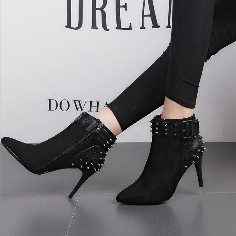 Autumn Winter Women Boots zip High Heels Boots Fashion Sexy Pointed Toe Ankle High Heels Botas Mujer Rivet Drop Shipping, Black
Autumn Winter Women Boots zip High Heels Boots Fashion Sexy Pointed Toe Ankle High Heels Botas Mujer Rivet Drop Shipping, Black