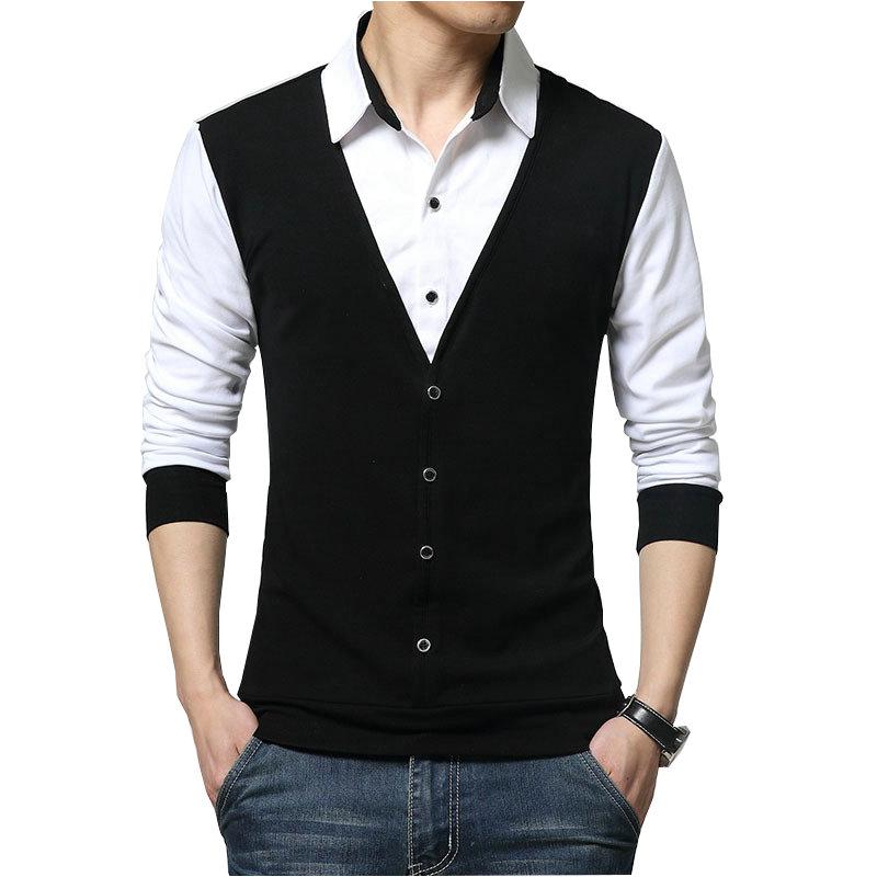 2020 New Autumn Mens T Shirts Fashion Fake-Two Designer Clothing Turn-down Collar T-shirt Men Long Sleeve T Shirt Casual Male, Black
2020 New Autumn Mens T Shirts Fashion Fake-Two Designer Clothing Turn-down Collar T-shirt Men Long Sleeve T Shirt Casual Male, Black