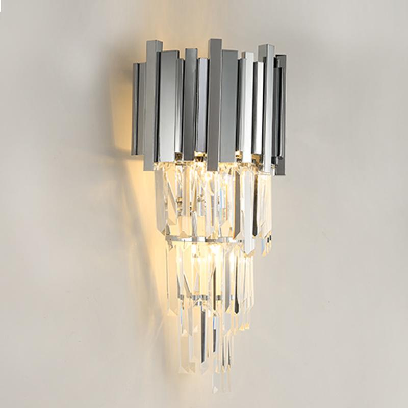 luxury crystal sconce wall lights modern chrome wandlamp living room decoration crystal lighting wideth 31cm 
luxury crystal sconce wall lights modern chrome wandlamp living room decoration crystal lighting wideth 31cm