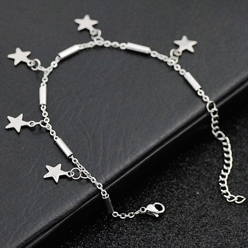 Charm Bracelets Fashion Women Sliver Color Simple Female Trend Stainless Star Bracelet Bead Chain Gift Jewely
Charm Bracelets Fashion Women Sliver Color Simple Female Trend Stainless Star Bracelet Bead Chain Gift Jewely