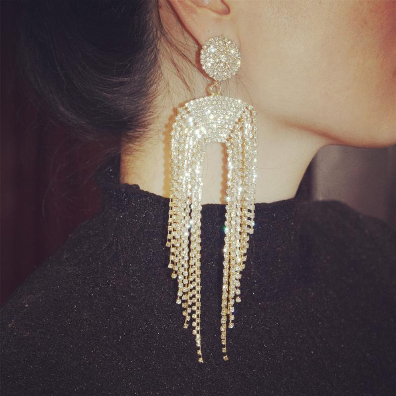 Shiny Rhinestone Long Chaing Big Dangle Earrings For Women Jewelry Hot Sale Fashion Evening Party Statement Earrings Accessory
Shiny Rhinestone Long Chaing Big Dangle Earrings For Women Jewelry Hot Sale Fashion Evening Party Statement Earrings Accessory
