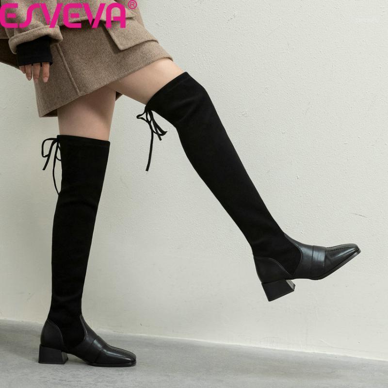 ESVEVA 2021 PU Flock Patchwork Over The Knee Boots Square Toe Lace Up Ladies Long Boots Square Toe Women Shoes Big Size 34-431, Black
ESVEVA 2021 PU Flock Patchwork Over The Knee Boots Square Toe Lace Up Ladies Long Boots Square Toe Women Shoes Big Size 34-431, Black