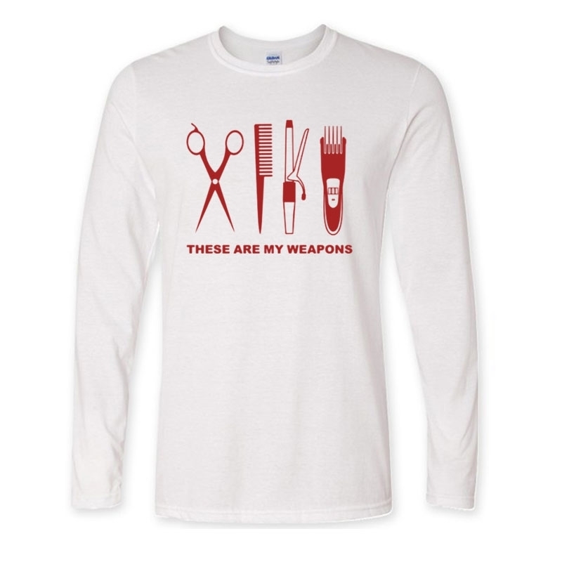New Autumn and winter Fashion Hairdresser T Shirt Men Long Sleeve Cotton Barber Weapons T-shirt Tops scissors Tshirt MoreSize 201203