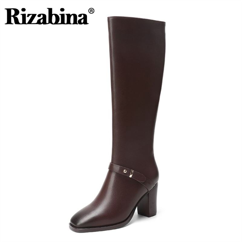 Rizabina Geneuine Leather Knee High Boots Thick High Heel Shoes Square Toe Zipper Buckle Decoration Shoes Footwear Size 35-45, Black
Rizabina Geneuine Leather Knee High Boots Thick High Heel Shoes Square Toe Zipper Buckle Decoration Shoes Footwear Size 35-45, Black