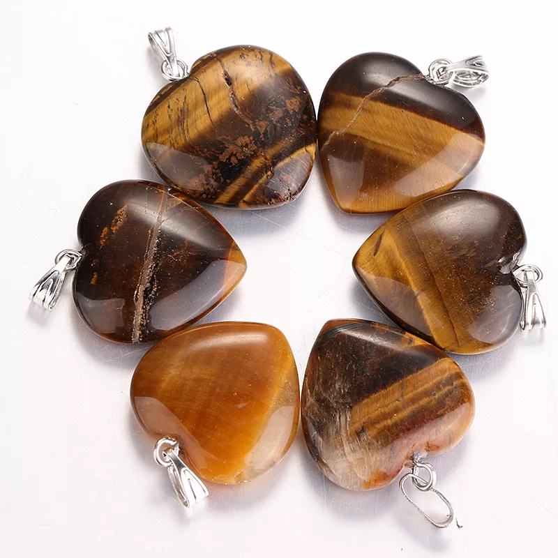 Natural Stone rose quartz pink crystal love heart charms pendants healing DIY earrings necklace for Jewelry